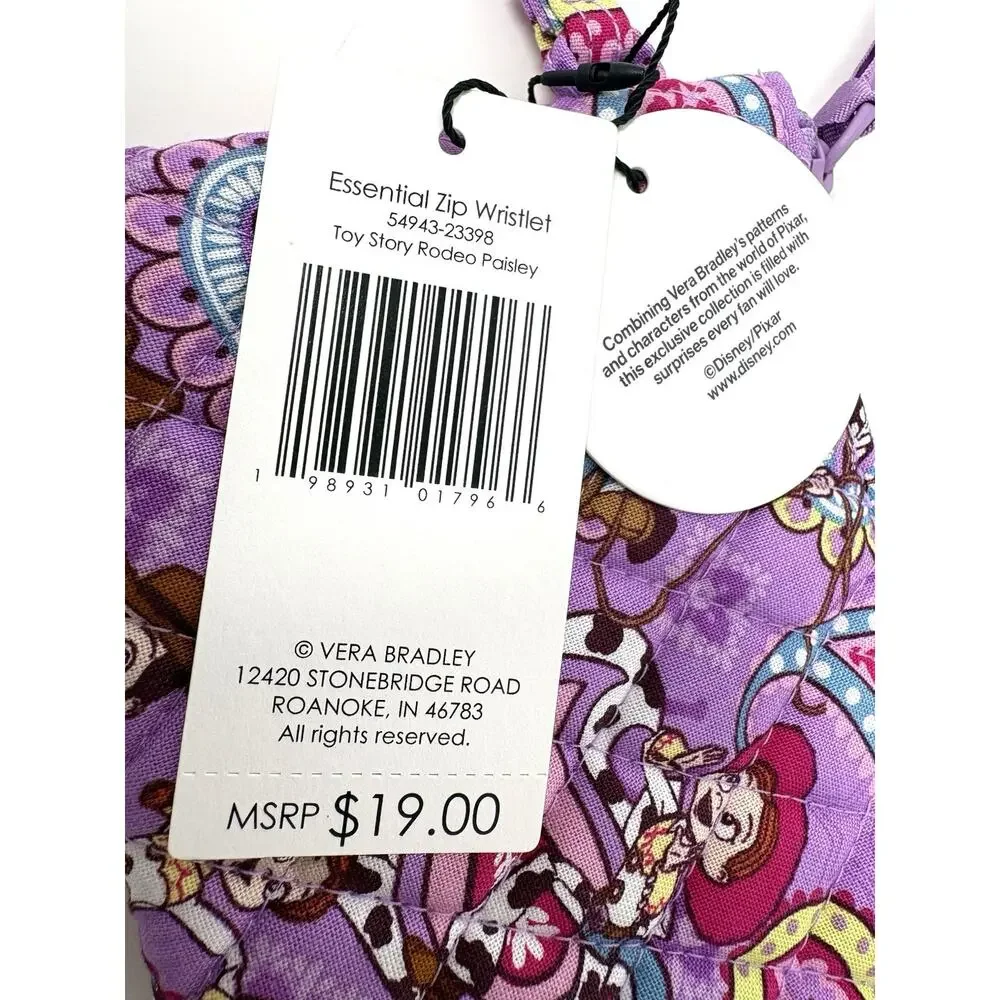 Vera Bradley Toy Story Rodeo Paisley Essential Zip Wristlet NWT Disney Pixar - Picture 5 of 11